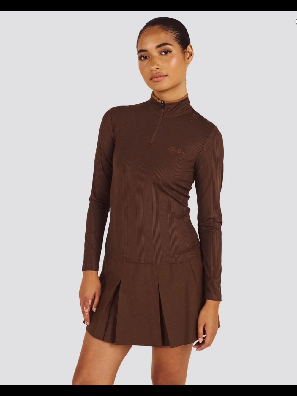 Malbon Womens Kelly Mockneck Mid Layer Mahogany